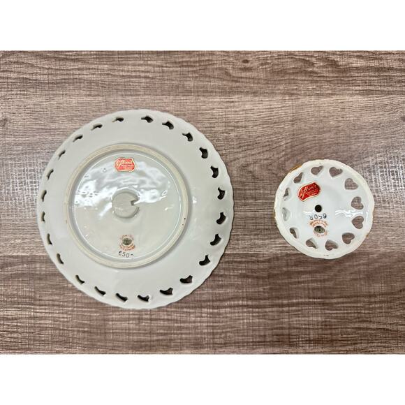 VTG Lefton Pink Roses Floral Chintz Footed Plate Pedestal Serving Dish *READ* - Picture 5 of 8